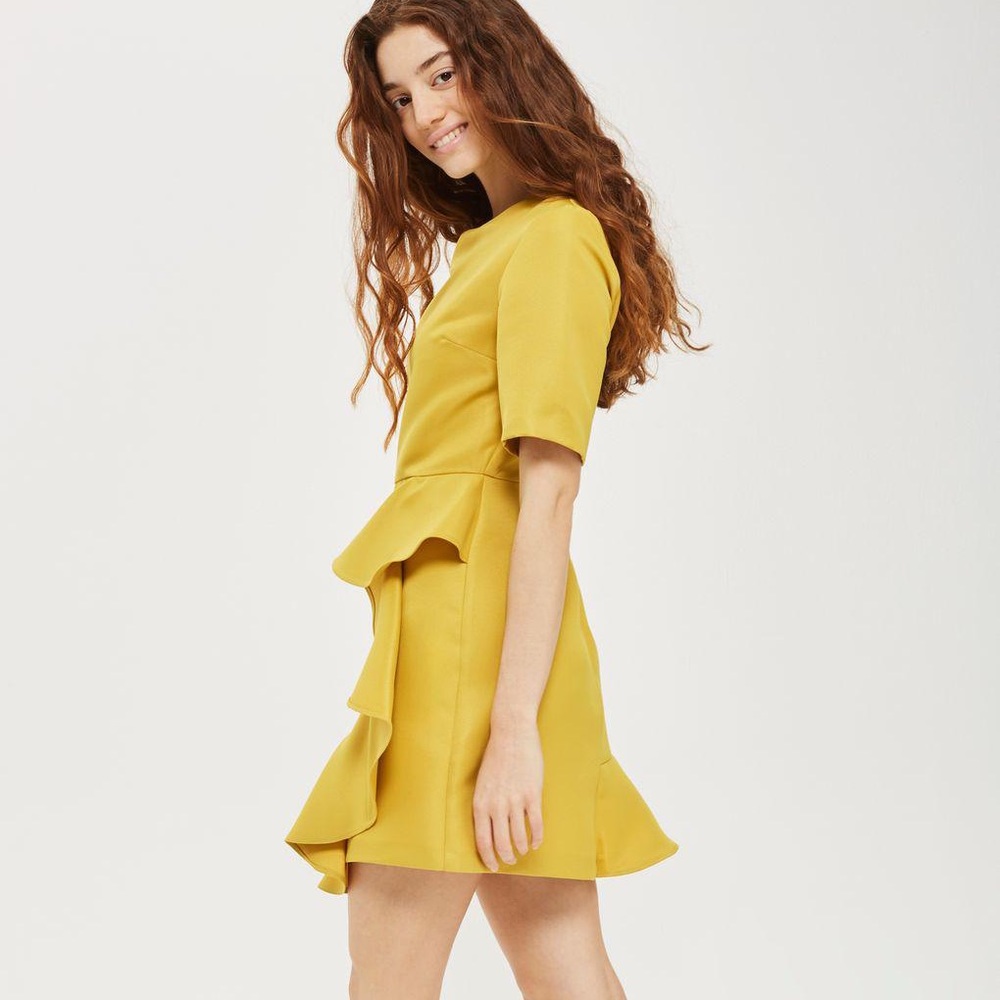 Topshop Frill Front Satin Dress, Size 2